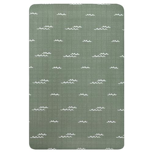 Babyletto Modern Classic Ocean Waves Organic Muslin Cotton Mini Crib Sheet | Kathy Kuo Home