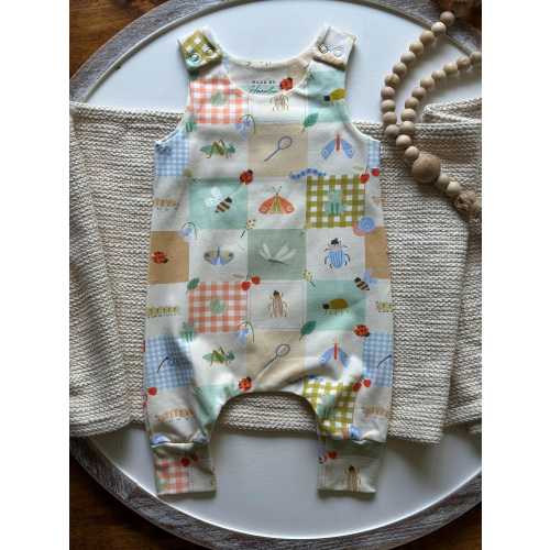 Harem romper in Picnic Bug, cute baby outfit, gender neutral baby gift, cute insect bug onesie