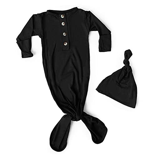 Stroller Society Newborn Knotted Baby Gown and Hat Set for Baby Boy or Baby Girl