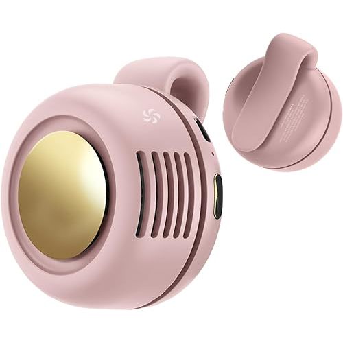 Portable Clip-On Fan, Mini USB Rechargeable 360° Rotatable Fan, 3-Speed Silent Mini Bladeless Fans (Pink)