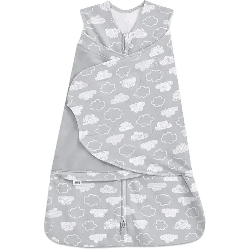 HALO 100% Cotton Sleepsack Swaddle, 3-Way Adjustable Wearable Blanket, TOG 1.5, Clouds, Newborn, 0-3 Months