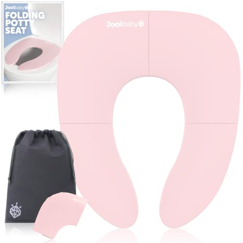Jool Baby Folding Travel Potty Training Seat for Toddlers, Fits Round & Oval Toilets, Non-Slip Suction Cups, Includes Free Travel Bag (Pink)