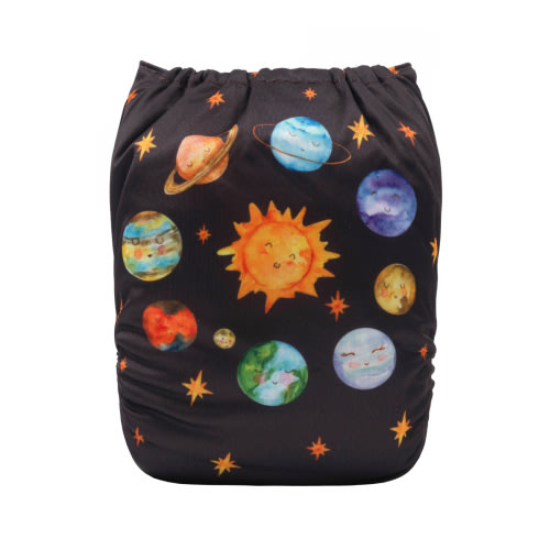 ALVABABY Positioning Cloth Diaper - One Size Adjustable Washable &amp; Reusable Diaper for Babies and Toddlers (YDP95A Planet)