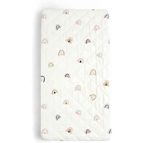 Makemake Organics Organic Changing Pad Cover GOTS Certified Organic Cotton Changing Table Cover Non Toxic Quilted Ultra Soft Girls Boys Neutral Nursery (16"x33", Rainbow)