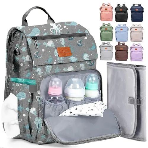 PILLANI Baby Diaper Bag Backpack - Large Bag for Boys & Girls - Diaper Backpack - Travel Diaper Bags with Changing Pad - Baby Registry Search Stuff & Shower Gifts - Newborn Essentials Must Haves Mom