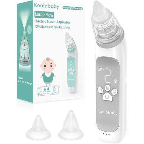 Large Flow Electric Nasal Aspirator, Newest Baby Nose Sucker, Nose Cleaner for Toddlers with 3 Suction Levels, Soothing Music and Light, Space Gray