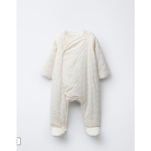 FLORAL EMBROIDERY QUILTED ROMPER - Ecru | ZARA United States