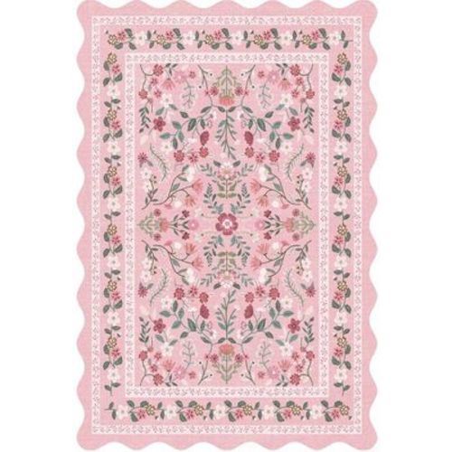Fulvari Washable Area Rug Non Slip Low Pile Boho Floral Small Carpet for Bedroom, Bedside, Kitchen, Entryway, Kids Room, Office, College Dorm