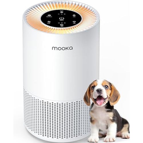 Air Purifiers for Home Large Rooms up to 1200ft², MOOKA H13 True HEPA Air Purifier for Bedroom Pets with Fragrance Sponge, Timer, Air Filter Cleaner for Smoke, Odor, Dander, Pollen (White)