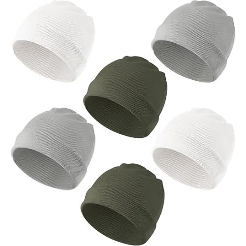Konssy 6 Pack Baby Beanie Hats for Unisex, Toddler Beanies Baby Girl Boy Hat Warm Cap for Baby, Infant, Toddler