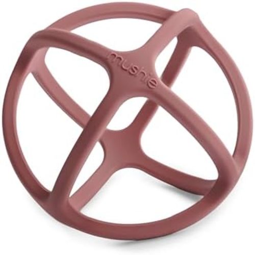 mushie Silicone Baby Teether Ball Toy (Woodchuck)