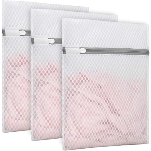 3Pcs Durable Honeycomb Mesh Laundry Bags for Delicates 9 x 12 Inches (3 Small)