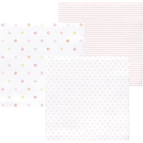 Amazing Baby Cotton Muslin Swaddle Blankets, Set of 3, Pink Party (SDA-1026RQ)