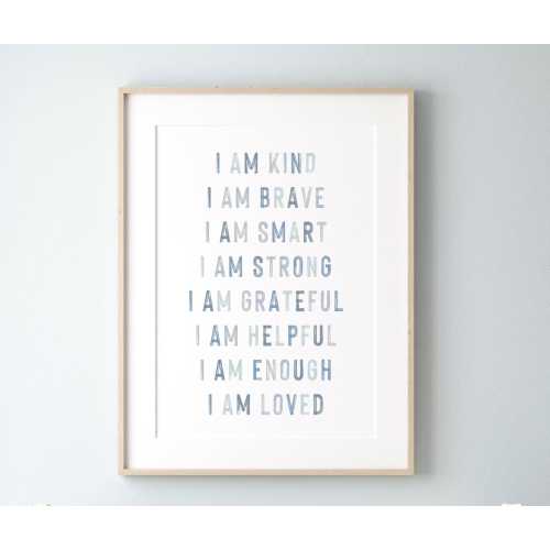 Boys affirmations prints, blue affirmations, playroom print, boys room print, boys nursery print, affirmations for kids print, blue gray art