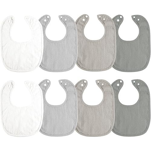 Cherub New Upgraded Baby Drool Bibs for Boys, 8 Pack Absorbent Muslin Baby Bibs for Drooling and Teething, Soft Cotton Baby Bandana Bibs for Baby Boy