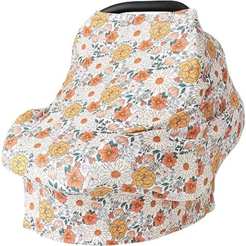 Konssy Baby Car Seat Covers- Multi-use Carseat Canopy for Babies, Stretchy Infant Carseat Cover Boy, Shower Gifts for Unisex Boys and Girls