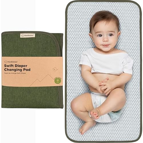 Portable Diaper Changing Pad - Waterproof Foldable Baby Changing Mat - Travel Diaper Change Mat - Lightweight Changing Pads for Baby - Baby Changer - Machine Washable (Olive Green)
