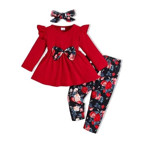 Doresbebe Baby Girl Clothes Toddler Girl Outfits Infant Girl Summer Clothes for Girl Ruffle Shirt Pants+Cute Headband 3PCS