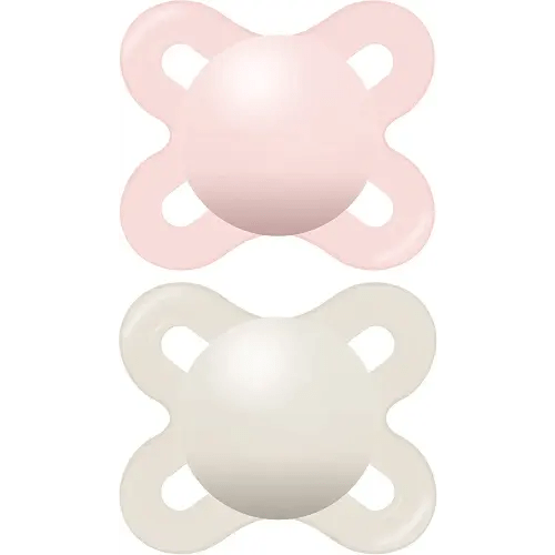 MAM Original Start Matte Newborn Baby Pacifier, Best Pacifier for Breastfed Babies, Sterilizer Case, Girl, 0-3 Months (Pack of 2)