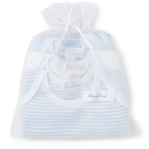 Simples Stripes Blue 3 Pack Bodysuit Set - Size: 0-3m