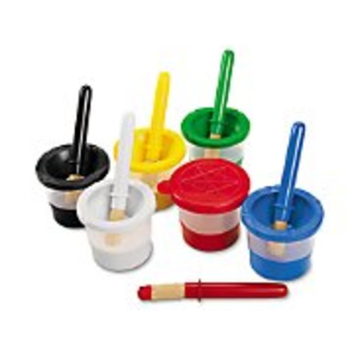 Mini No-Spill Paint Cups & Brushes - Set of 6