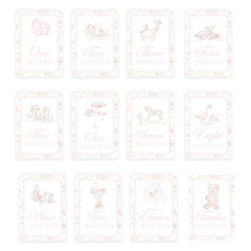 Grandmillennial Toile Milestone Cards | Girl