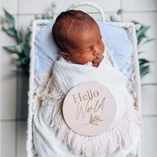 Cotton Muslin Baby Blanket with Tassel，Large 47" x 47" Baby Receiving Blanket with Fringe, Boho Muslin Swaddle Blanket with Fringe, Nursery Decor Throw or Nursing Fringed Blankets (White)