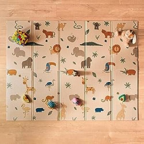 Amazon.com: Nuby Reversible Baby Floor Mat - Foldable and Lightweight Baby Play Mat for Floor - Easy Storage and Travel - Safari : Everything Else