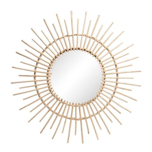 Vip Wood 35.4 In. Brown Willow Sunburst Mirror