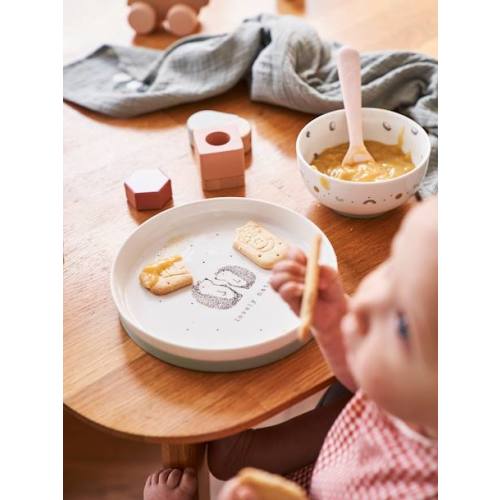 Ceramic & Silicone Mealtime Set, Hanoi Theme - white/print, Nursery