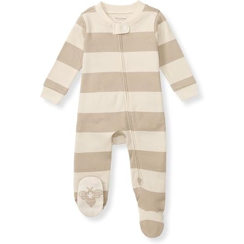 Burt's Bees Baby Boys' Sleep & Play PJs, 100% Organic Cotton One-Piece Zip Front Jumpsuit, Baby Boys Footie Pajamas & PJs