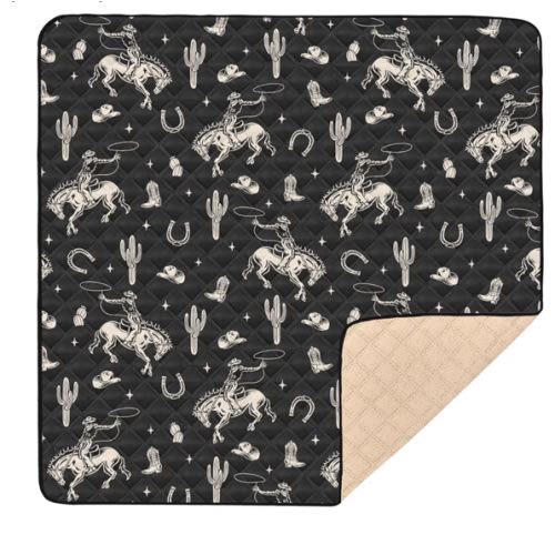 Baby Play Mat Cowboy Western Cactus Vintage 50" X 50" Play Gym Crawling Mat Soft Non-Slip Portable Picnic Floor Mat for Infant, Babies, Toddler, Kids