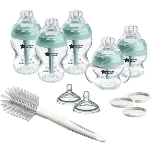 Tommee Tippee Advanced Anti-Colic Grow with Baby BPA Free Bottle 12 Piece Set, Newborn 0+ Months, 5oz & 9oz Bottles, Includes Slow & Medium-Flow Breast-Like Nipples and Bottle Handles