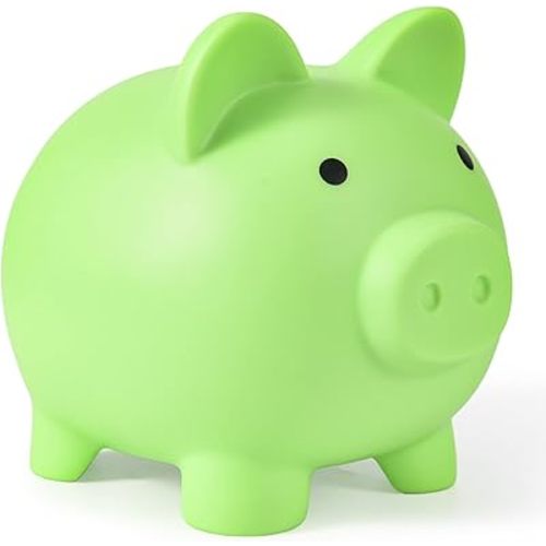 Piggy Bank, Unbreakable Plastic Money Bank, Coin Bank for Girls and Boys, Medium Size Piggy Banks, Practical Gifts for Birthday, Easter, Christmas (Light Green)