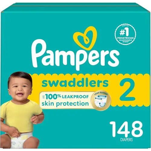 Pampers Baby Diapers - Swaddlers - Size 2, 148 Count, Ultra Absorbent Disposable Infant Diaper