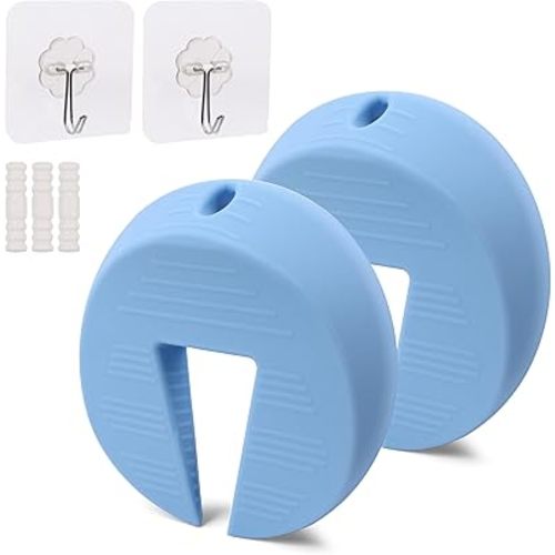 Door Pinch Guard and Stopper, Durable Silicone Finger Pinch Guard, Prevents Injuries, Slamming Doors, Kids Safety, 2 Packs Blue Upgraded