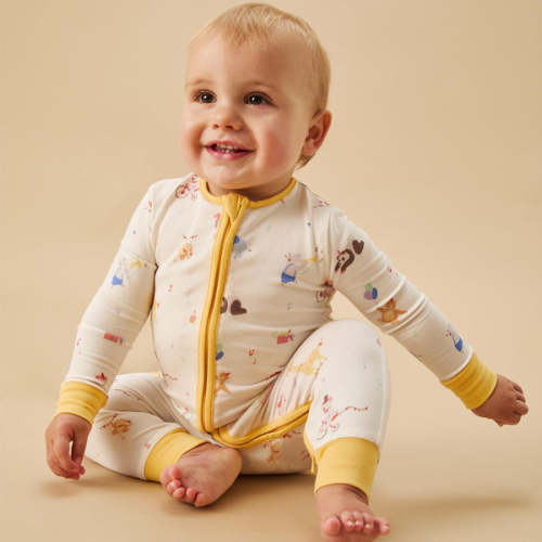 Party Animals Clever Zip Baby Pajamas Birthday Print / 0 - 3 M