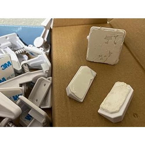 12 Pack Cabinet Locks Child Safety | Baby Safety Cabinet Locks NO Drilling 3M Adhesive Baby Proof Drawer Lock Child proofing cabinets latches for Kids Latch for Drawers & Door Child Safety Locks - White - 1 Count (Pack of 12)