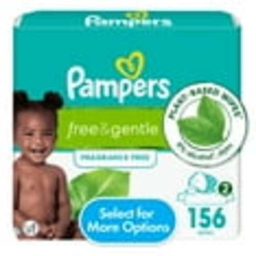 Pampers Free & Gentle Baby Wipes Unscented, 2-Pack 126 Wipes (Select for More Options)