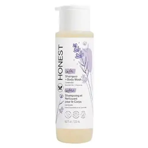 The Honest Company 2-in-1 Cleansing Shampoo Body Wash Gentle for Baby, Naturally Derived, Tear-free, Hypoallergenic, Lavender Calm, 18 fl oz