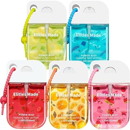 Hand Sanitizer Spray, 5Pack Spray Hand Sanitizer Travel Size With Keychain, Scented Power Mist Teen Girl Gifts1.35FL.OZ(Watermelon,Lemon,Straberry,Citrus,Ocean