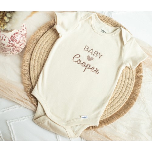 Custom Embroidered Baby Name Onesie® Personalized Gifts for Newborn, Pregnancy Announcement, Embroidered Natural Onesie®, Custom Onesie®, BC