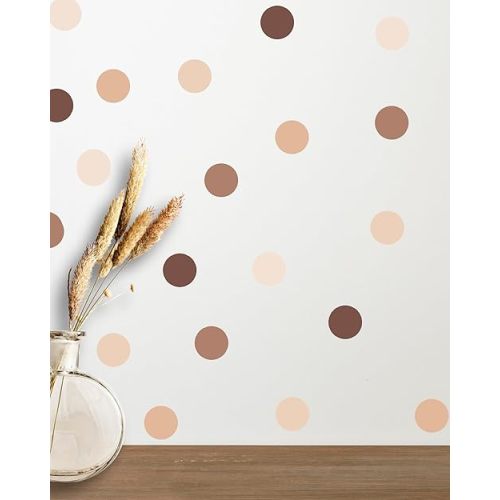 Neutral Boho Polka Dot Wall Decals - 150 2-inch Brown Wall Stickersl | Earthy Rainbow Decor