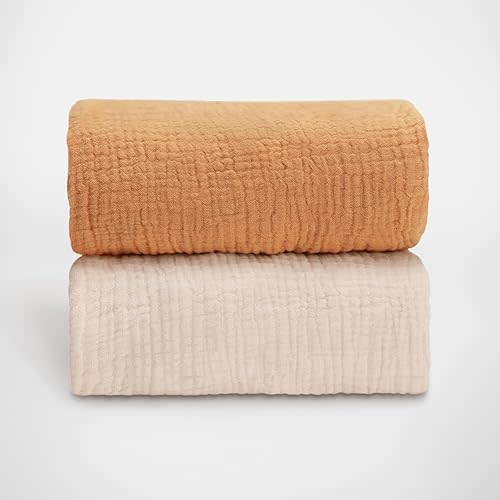 Blissful Diary 100% Muslin Bassinet Sheets (Retro Yellow&Beige)