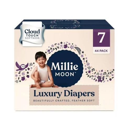 Millie Moon Luxury Diapers (Size-7 and Count-44) Diaper Weight Range: 37+ lbs