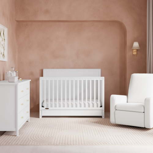 Graco Sasha 5-in-1 Convertible Baby Crib with Drawer, White