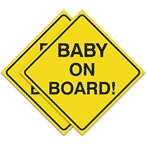 Baby on board sticker for cars See Through when Reversing- Baby on Board decal for Cars No Need for Suction Cup or Magnets-Strong Adhesive & Durable, 5” by 5”- (Pack of 2)