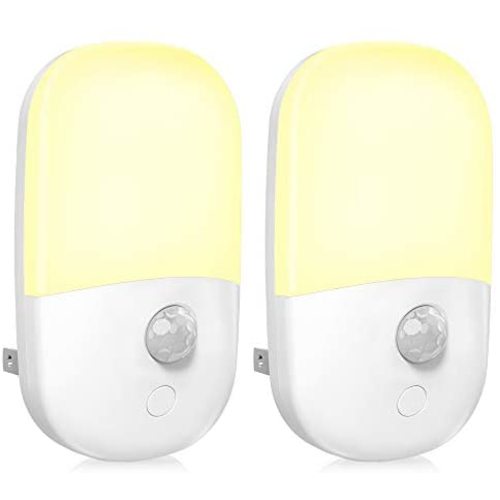 MAZ-TEK Plug in Motion Sensor Dimmable Night Light, Soft Warm White LED Nightlight with Dusk to Dawn Motion Sensor, Adjustable Brightness for Bedroom, Bathroom, Kitchen, Hallway, Stairs,2 Pack