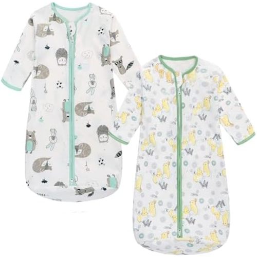 Miracle Baby Long Sleeve Sleep Sack 2-Pack, 100% Cotton Wearable Blanket Baby Sleeping Bag for Newborn Infant Toddler