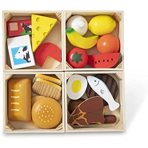 Melissa & Doug Food Groups - 21 Wooden Pieces and 4 Crates